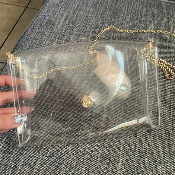 Clear crossbody  worn once,has 2 tiny white smears,see pic. - Picture 3 of 5